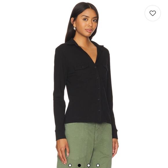 Nilli Lotan Liam Jersey Shirt Button Front Shirt Charcoal Black Size S NWOT - Picture 2 of 11